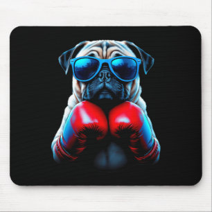 Boxen Mops Dog Kickboxing Cool Mousepad
