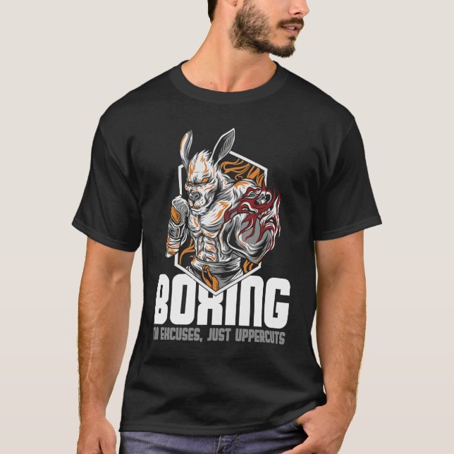 Boxen ohne Ausreden nur Uppercuts Kangaroo Boxer T-Shirt (Vorderseite)
