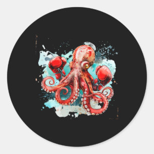 Boxen Oktopus Liebhaber Ozean Meer Kreatur Boxer K Runder Aufkleber