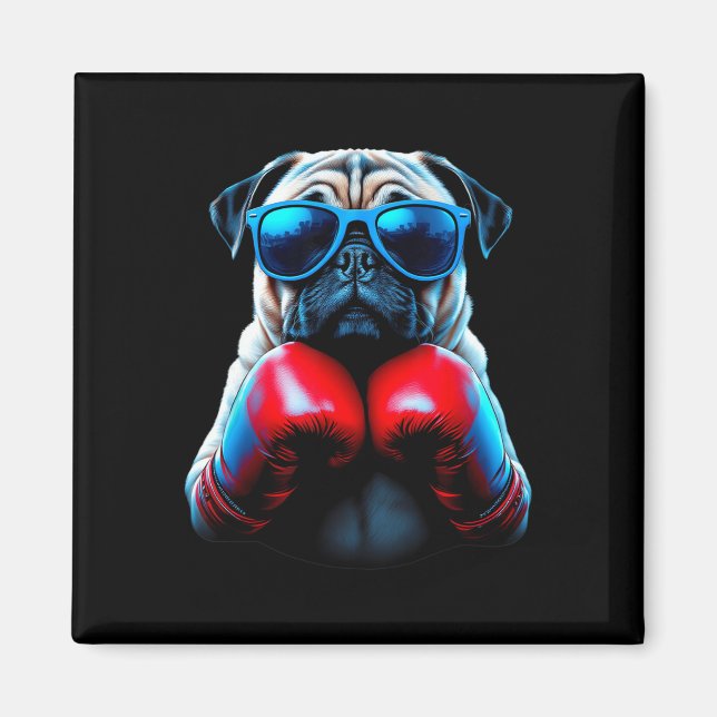 Boxen Pug Hund Kickboxen Cool  Magnet (Vorne)