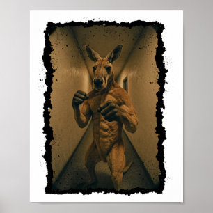 Boxen Retro-Känguru steht im Flur Spaß Poster