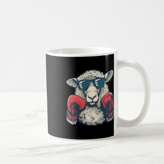 Boxen Schaf Lamm Boxhandschuhe Kickboxen Lustig B Kaffeetasse (Rechts)