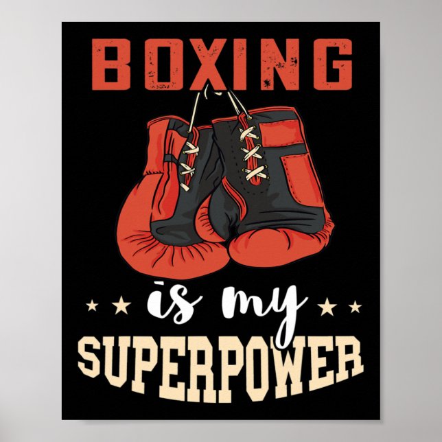 Boxen Superpower Boxhandschuhe Kickboxer Kickboxi Poster (Vorne)