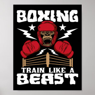 Boxen Trainiere wie ein Biest - Kickboxen Kickboxe Poster