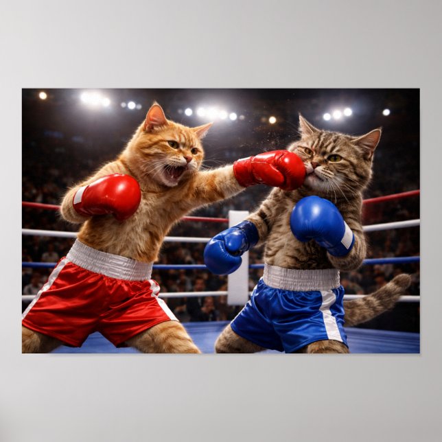 Boxende Katzen Poster (Vorne)