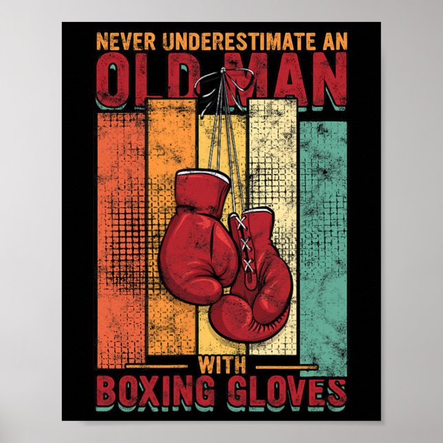 Boxender alter Mann - Vintage  Poster (Vorne)