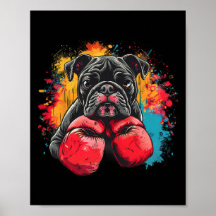 Boxender Bulldogge mit Boxhandschuhen Kickboxen Lu Poster