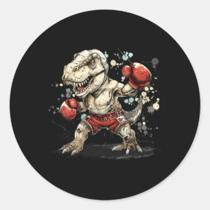 Boxender Dinosaur Boxer T-Rex Kickboxen Dino Boxen Runder Aufkleber