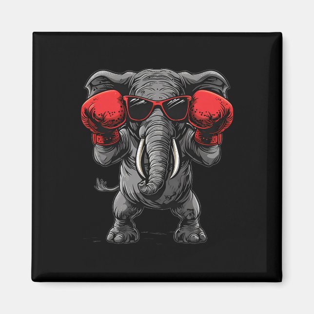 Boxender Elefant mit Boxhandschuhen Kickboxen Lust Magnet (Vorne)