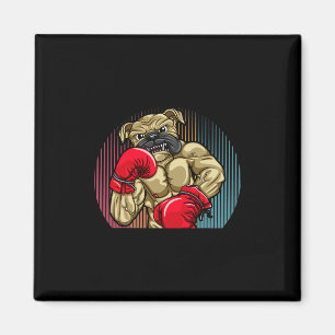Boxender Hund mit Schwergewichts-Boxhandschuhen Bu Magnet