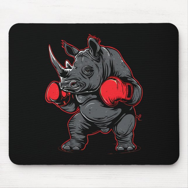 Boxender Nashorn Mit Boxhandschuhen Kickboxen Lust Mousepad (Vorne)