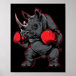 Boxender Nashorn Mit Boxhandschuhen Kickboxen Lust Poster