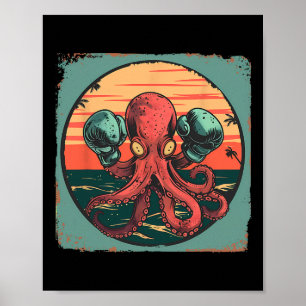 Boxender Oktopusliebhaber Ozean Meereskreatur Boxe Poster