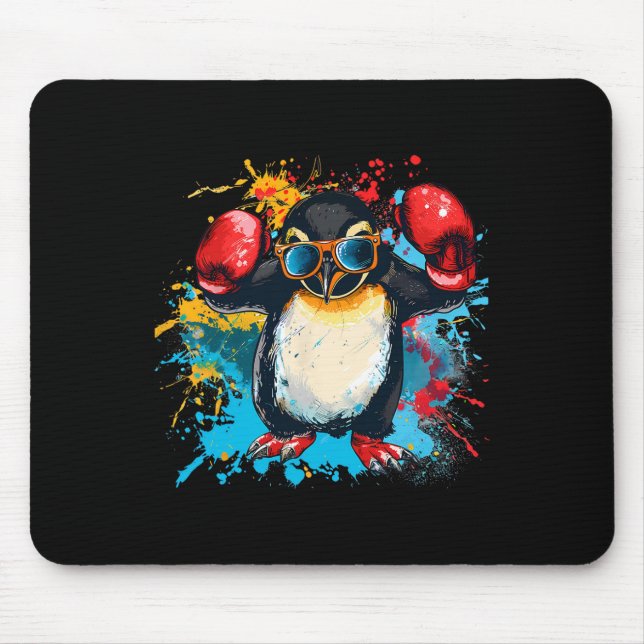 Boxender Pinguin mit Boxhandschuhen Kickboxen Lust Mousepad (Vorne)
