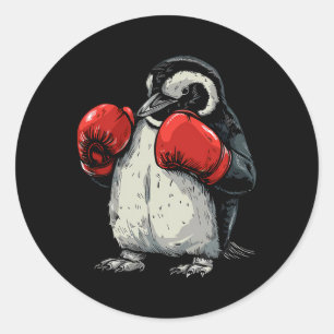 Boxender Pinguin mit Boxhandschuhen Kickboxen Lust Runder Aufkleber