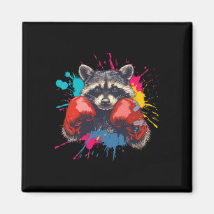 Boxender Waschbär mit Boxhandschuhen Kickboxen Lus Magnet