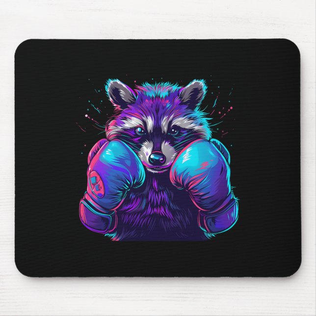 Boxender Waschbär mit Boxhandschuhen Kickboxen Lus Mousepad (Vorne)