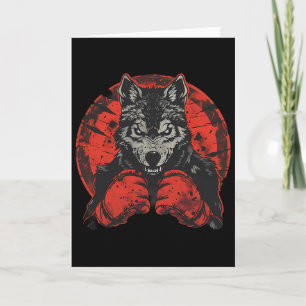 Boxender Wolf mit Boxhandschuhen Kickboxen Lustige Karte