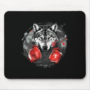 Boxender Wolf mit Boxhandschuhen Kickboxen Lustige Mousepad