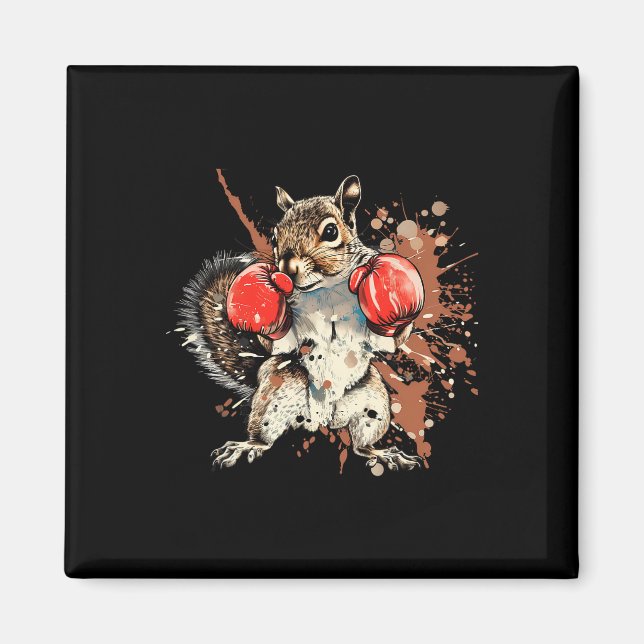 Boxendes Eichhörnchen mit Boxhandschuhen Kickboxen Magnet (Vorne)