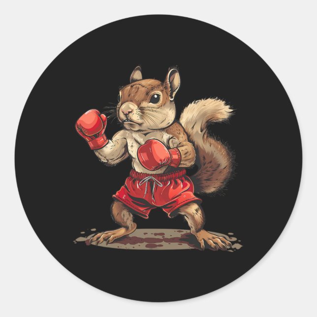 Boxendes Eichhörnchen mit Boxhandschuhen Kickboxen Runder Aufkleber (Vorderseite)