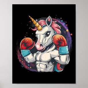 Boxendes Einhorn mit Boxhandschuhen Kickboxen Lust Poster