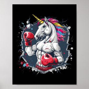 Boxendes Einhorn mit Boxhandschuhen Kickboxen Lust Poster