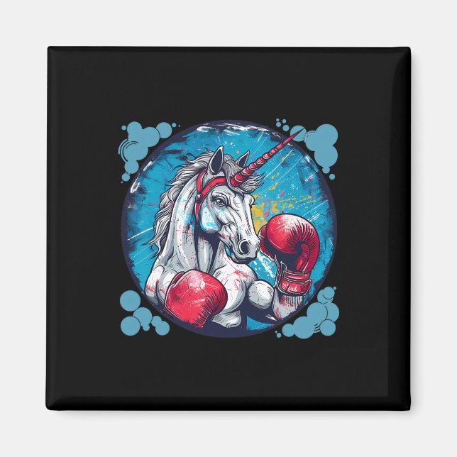 Boxendes Einhorn mit Boxhandschuhen Kickboxen Süß  Magnet (Vorne)
