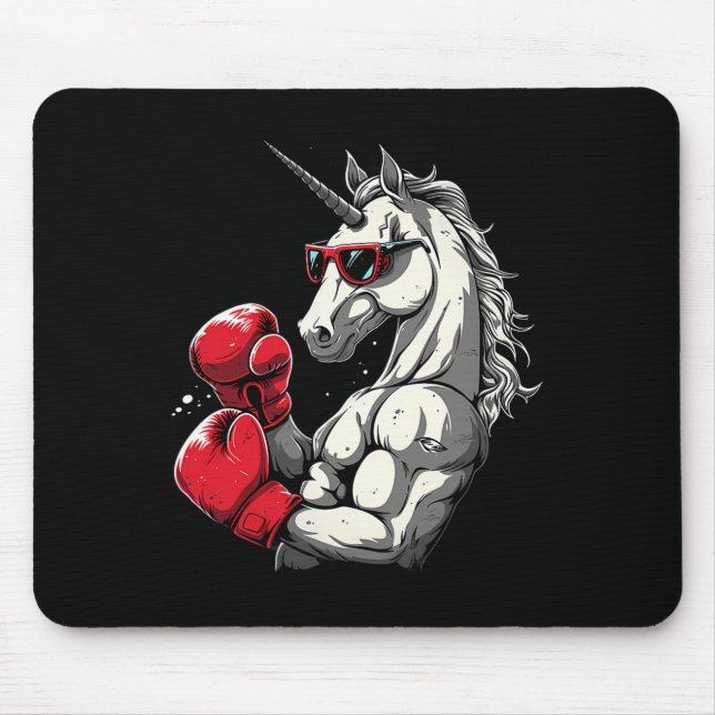 Boxendes Einhorn mit Boxhandschuhen Kickboxen Süß  Mousepad (Vorne)
