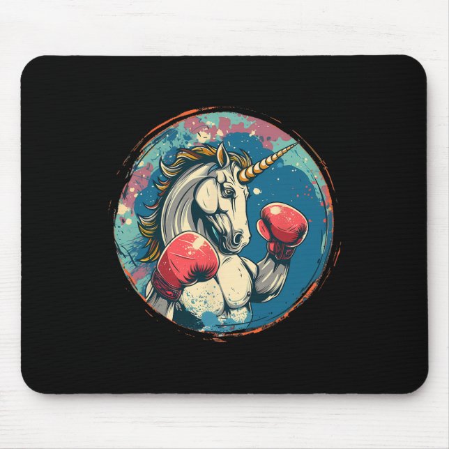 Boxendes Einhorn mit Boxhandschuhen Kickboxen Süß  Mousepad (Vorne)