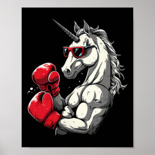 Boxendes Einhorn mit Boxhandschuhen Kickboxen Süß Poster