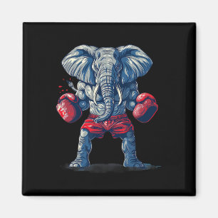Boxendes Elefant mit Boxhandschuhen Kickboxen Lust Magnet