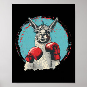 Boxendes Lama mit Boxhandschuhen Kickboxen Lustig Poster