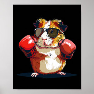 Boxendes Meerschweinchen mit Boxhandschuhen Kickbo Poster