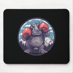 Boxendes Nilpferd mit Boxhandschuhen Kickboxen Lus Mousepad