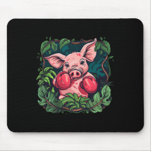 Boxendes Schwein mit Boxhandschuhen Kickboxen Lust Mousepad