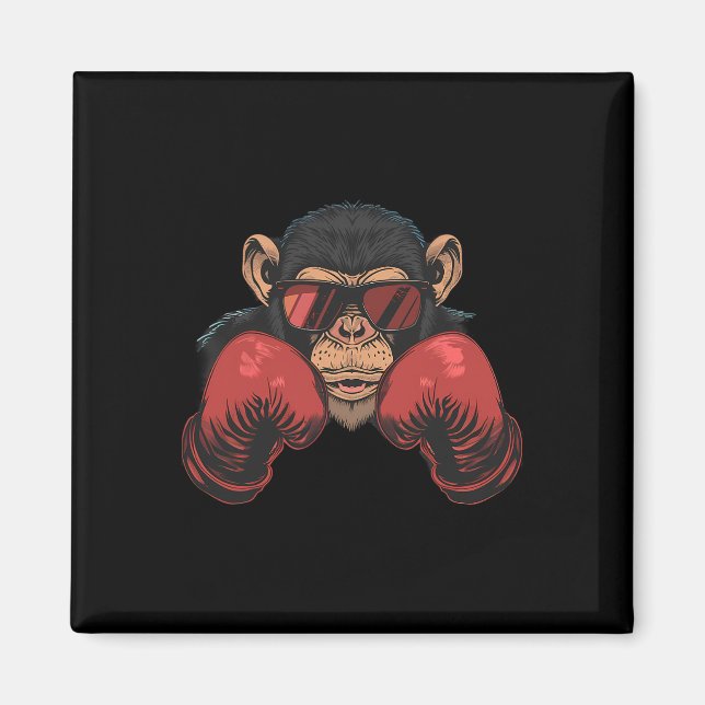 Boxer-Affe mit Boxhandschuhen Kickboxen Lustiges B Magnet (Vorne)