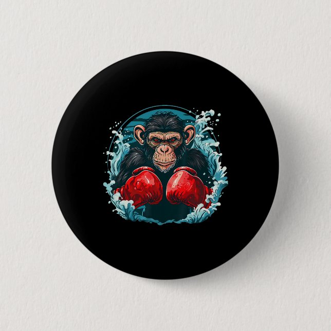 Boxer Affe mit Boxhandschuhen Kickboxing Funny B Button (Vorderseite)
