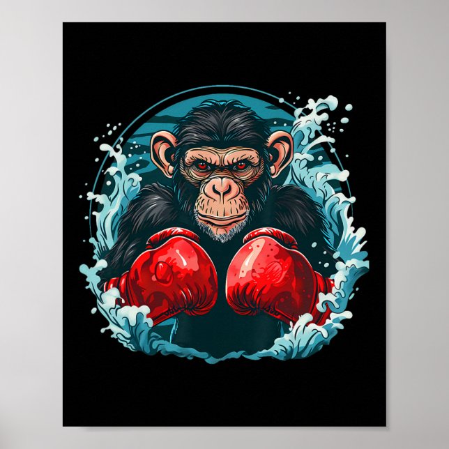 Boxer Affe mit Boxhandschuhen Kickboxing Funny B Poster (Vorne)