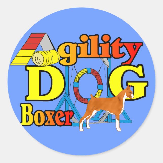 Boxer Agility Runder Aufkleber (Vorderseite)