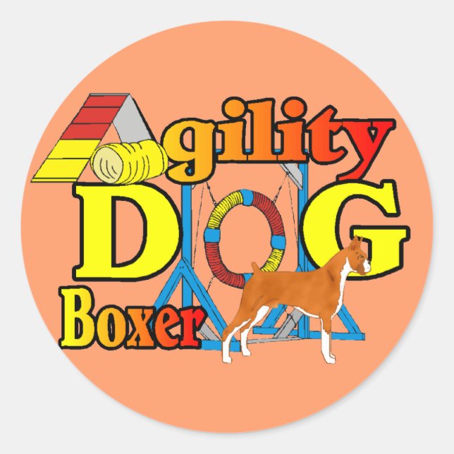 Boxer Agility Runder Aufkleber (Vorderseite)