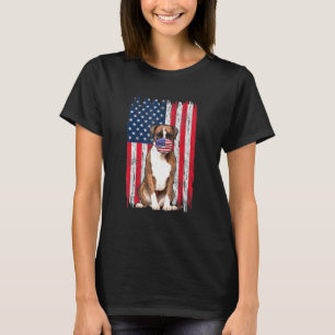 Boxer American Flag Hund trägt Gesichtsmaske 4. Ju T-Shirt