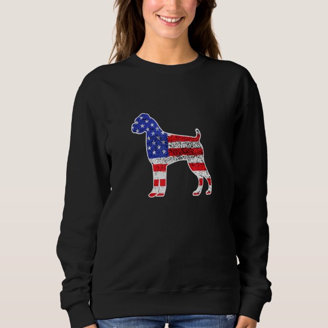 Boxer American Flag Patriotic Boxer Dog 4. Juli Sweatshirt (Vorderseite)