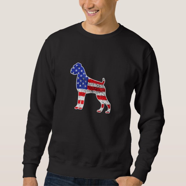 Boxer American Flag Patriotic Boxer Dog 4. Juli Sweatshirt (Vorderseite)