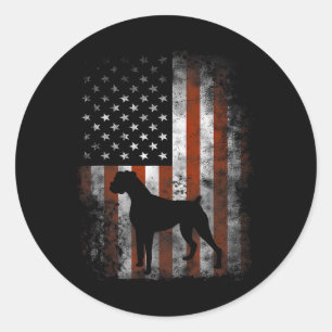Boxer American Flag Shirt USA 4. Juli Dog Geschenk Runder Aufkleber