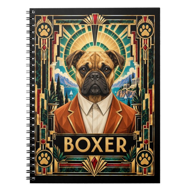 Boxer, Art Deco Hund Notizblock (Vorderseite)