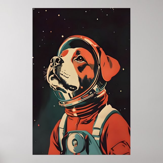 Boxer Astronaut Poster, Boxer Retro Print, Boxer Poster (Vorne)