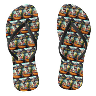 Boxer auf einem Paddel: Ein landschaftliches Abent Flip Flops