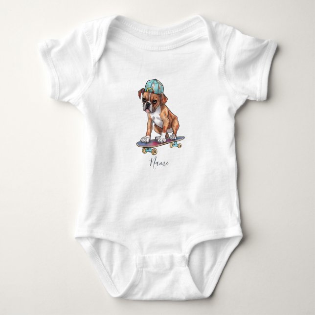 Boxer Baby Bodysuit Wassercolor Baby Strampler (Vorderseite)