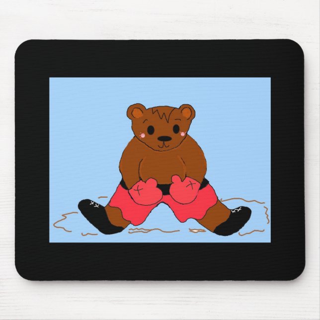 Boxer-Bär in Rot Mousepad (Vorne)